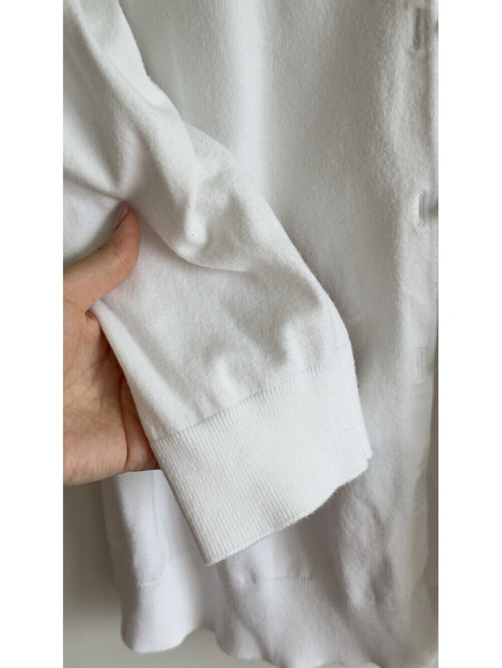 Talbots Established 1947 Pima Cotton White Cardigan Sweater XL Gold Button - Picture 4 of 8